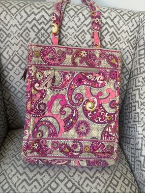 Vera Bradley laptop Travel Tote In Paisley Meets Plaid